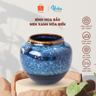 Bình Hoa Bầu Men Xanh Hoả Biến - Bình Hoa Đẹp - Bình Hoa Cao Cấp