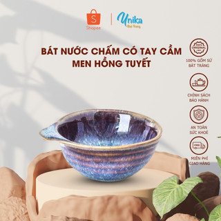 Bát Nước Chấm Có Tay Cầm Men Hồng Tuyết - Chén Nước Chấm Có Tay - Gốm Sứ Cao Cấp Bát Tràng