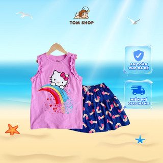 Bộ chân váy và áo sát nách TOMSHOP -  Chân váy bé gái kèm áo tay ngắn với hình in sắc nét, vải xịn mặc cực thích