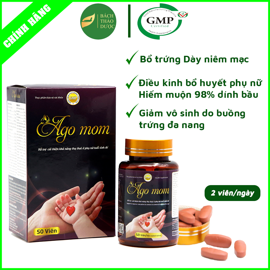 Mua 2 tặng 1 Sản Phẩm Ago Mom - Hỗ trợ tăng khả năng thụ thai, giảm vô sinh hiếm muộn ở phụ nữ (50 viên) .. 2026 sadf