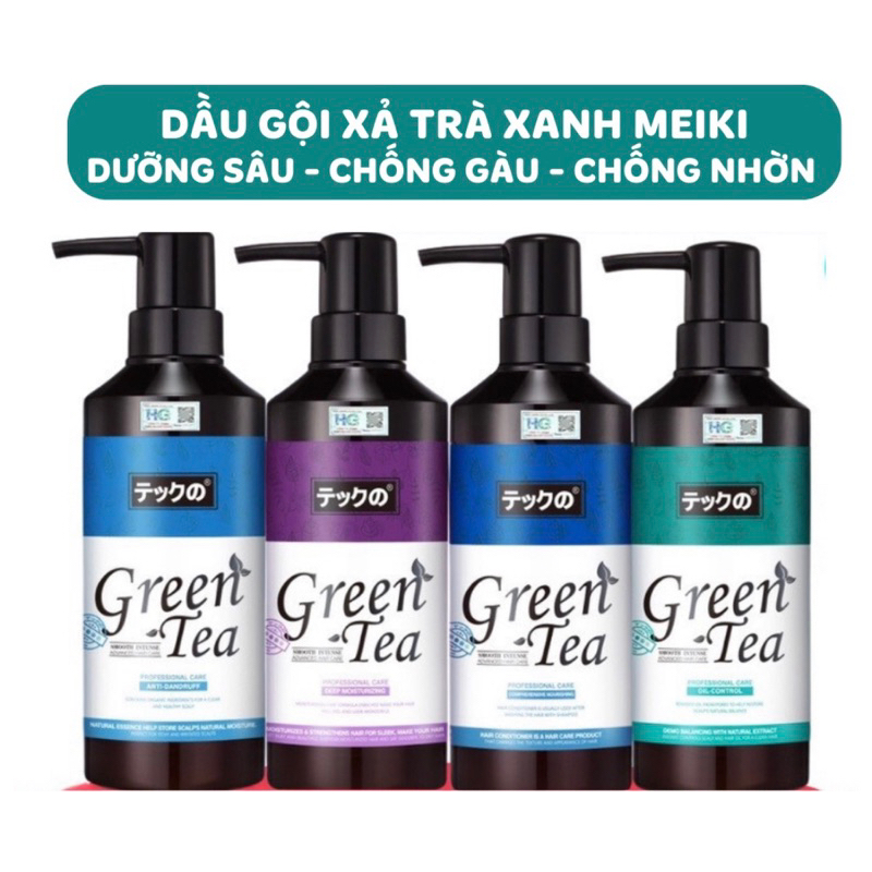 Dầu gội green tea nhật MEIKI Dầu gội Meiki phục hồi, giảm gàu, kiềm dầu, dầu gội nhật bản trà xanh 780ML