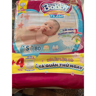 Tã dán trẻ em bobby size s 80 miếng - bỉm dán bobby size s