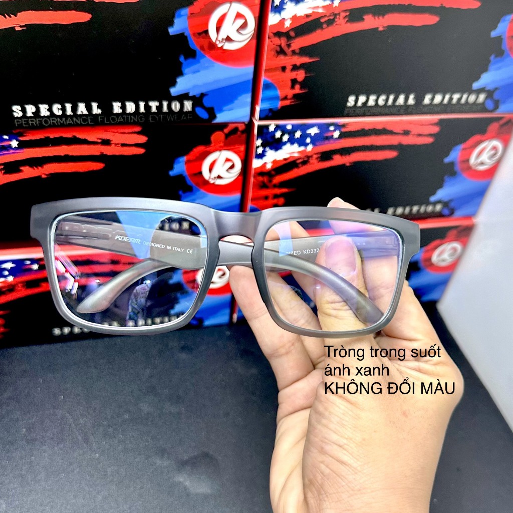 Mắt Kính Kdeam New 2024 gọng xám mờ tròng ánh xanh .KDEAM Sunglasses 2024 New Square SunGlasses