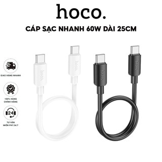 Cáp Sạc Nhanh PD 60W Hoco Siêu Ngắn 25CM Chuẩn Type C  Sử Dụng Cho Các Dòng Máy SamSung,Oppo,Xiaomi,Laptop,Máy Tính Bảng