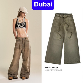 QUẦN BAGGY JEANS ỐNG RỘNG LOE THẮT LƯNG FORM TO UNISEX NAM NỮ PHONG CÁCH SANG CHẢNH NEW - DUBAI FASHION