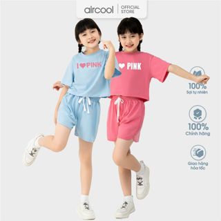 Bộ quần áo cộc tay bé gái croptop AIRCOOL dáng thể thao chất liệu cotton cao cấp mềm mát cho bé từ 2 đến 16 tuổi