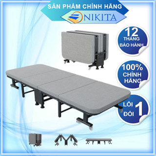 Giường có nệm, gấp 4 khúc tiết kiệm không gian, êm ái khi nằm, chính hãng Nikita