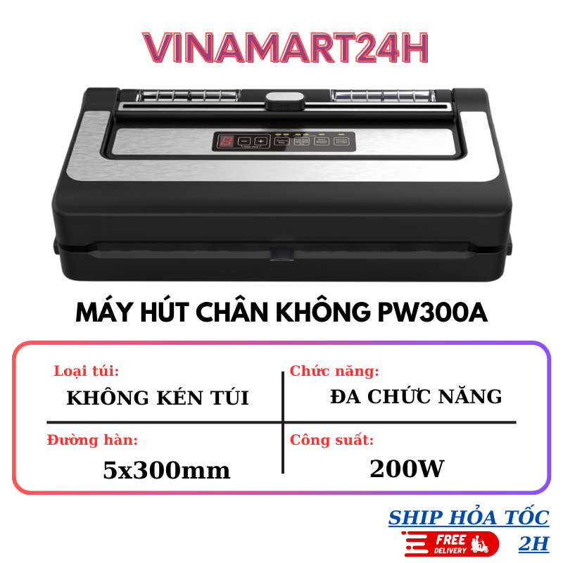 Máy Hút Chân Không Tự Động PW300A Không Kén Túi - Máy Bán Công Nghiệp - Bảo hành 24 tháng.