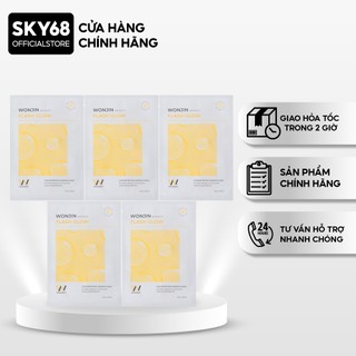 Combo 5 mặt nạ giúp dưỡng sáng căng bóng da wonjin effect flash glow mask 30g x5 - flash glow
