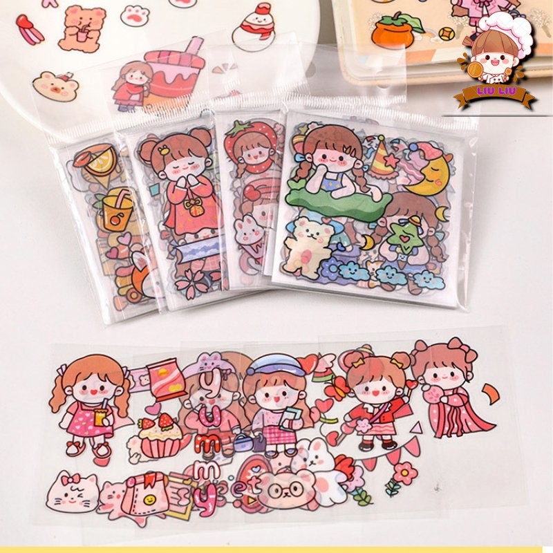 1 miếng dán sticker trong suốt trang trí bàn học laptop, bình nước hoạt hình dễ thương đa dạng ( 1 miếng vuông 8x8 ) | BigBuy360 - bigbuy360.vn