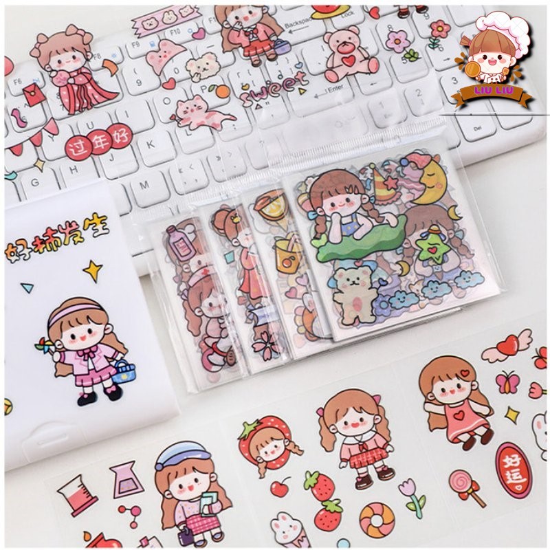 1 miếng dán sticker trong suốt trang trí bàn học laptop, bình nước hoạt hình dễ thương đa dạng ( 1 miếng vuông 8x8 ) | BigBuy360 - bigbuy360.vn