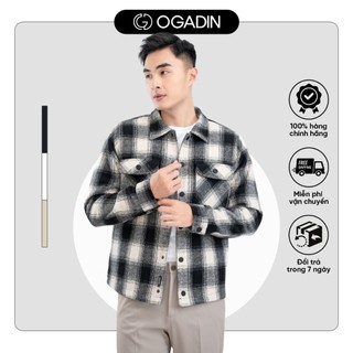  Áo khoác kẻ dạ nam OGADIN túi ngực form chuẩn vải cao cấp - OAK001 
