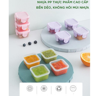 Hộp trữ đông đồ ăn dặm cho bé 60ml 100ml có nắp an toàn cho bé hộp đựng đồ ăn dặm trữ thức ăn cho bé
