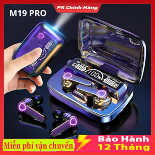 Tai nghe bluetooth M19 chip 5.1 bản mới nhất 2024,tai nghe không dây pin trâu cảm ứng nhạy cùng đèn led và âm thanh đỉnh