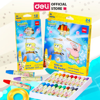  Bút Màu Sáp Dầu Oil Pastel Bọt Biển Dễ Thương Deli - 12 18 24 Màu An Toàn Siêu Mịn Học Sinh Tô Màu Vẽ Tranh 