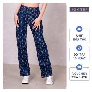Quần Jeans Nữ Dáng Relax Họa Tiết Monogram. Women's Relax Jeans with Monogram Pattern V-SIXTYFOUR V64 123WD2080F4990