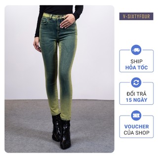 Quần Jeans Nữ Dáng Slimfit Nhuộm Phun Green. Green Spray-Dye Slimfit Women's Jeans V-SIXTYFOUR V64 123WD2082F2370