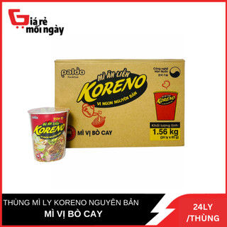 Nguyên thùng 24 ly mì ăn liền koreno vị bò cay 65gr/ly