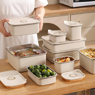 Hộp đựng thực phẩm tủ lạnh Inox 304 Có nắp silicon cao cấp đạt chất lượng LFGB Đức 300ml đến 3200ml SSGP