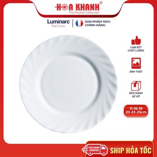 Đĩa Thủy Tinh Luminarc Diwali Trianon Trắng 16cm đựng thức ăn, kháng vỡ, chịu nhiệt - Bộ 3 đĩa - N3653