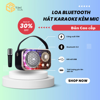 Loa bluetooth Wind Tech hát karaoke SODO tặng kèm mic không dây âm trong led đẹp bass cực khủng