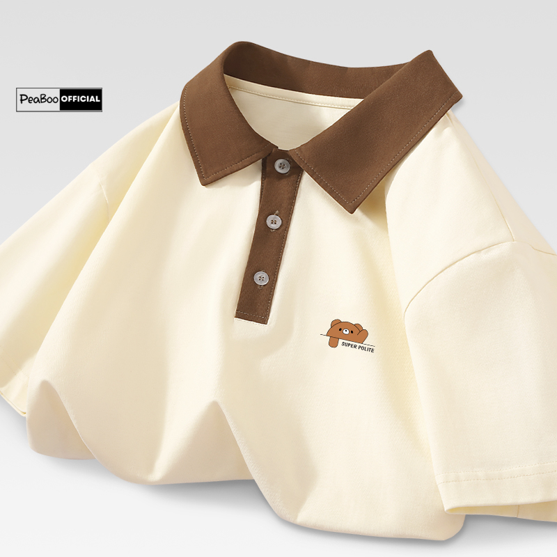 Áo Phông Polo Unisex PEABOO Mã PL Fluffy Bear Local Brand Form Rộng Cổ Đẹp Chất Cotton Nam Nữ