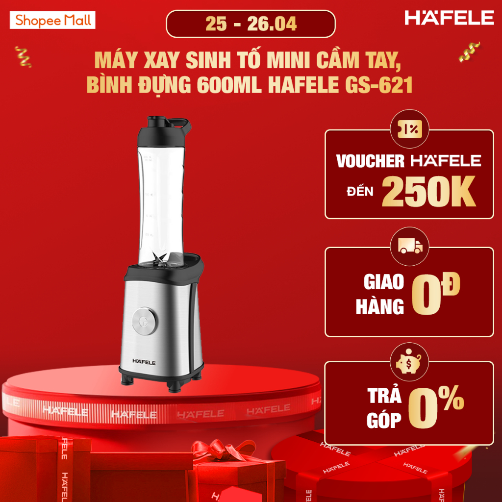 Máy Xay Sinh Tố Mini Cầm Tay, Bình Đựng 600ML HAFELE GS-621 - 535.43.263