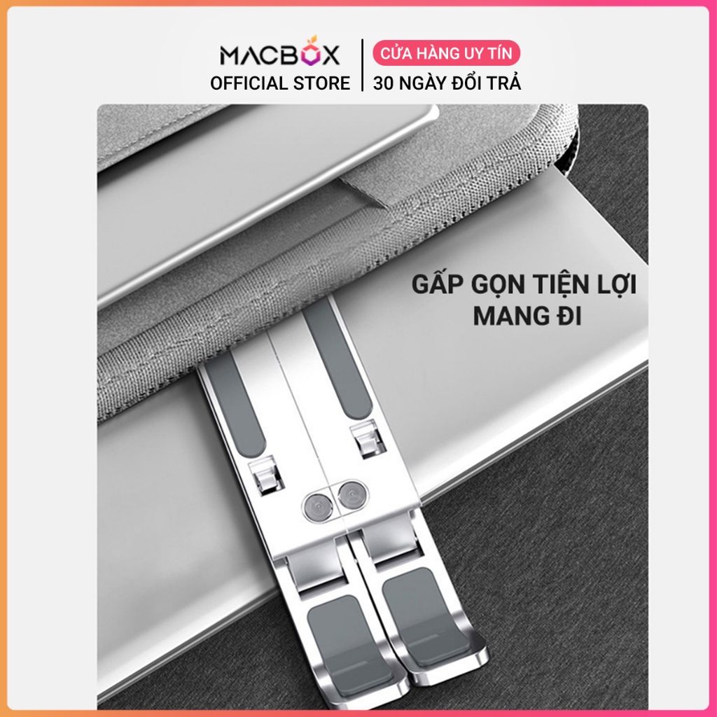 Giá đỡ laptop bằng nhôm điều chỉnh được độ cao, gấp gọn, hỗ trợ tản nhiệt khi kê máy tính Macbox | BigBuy360 - bigbuy360.vn