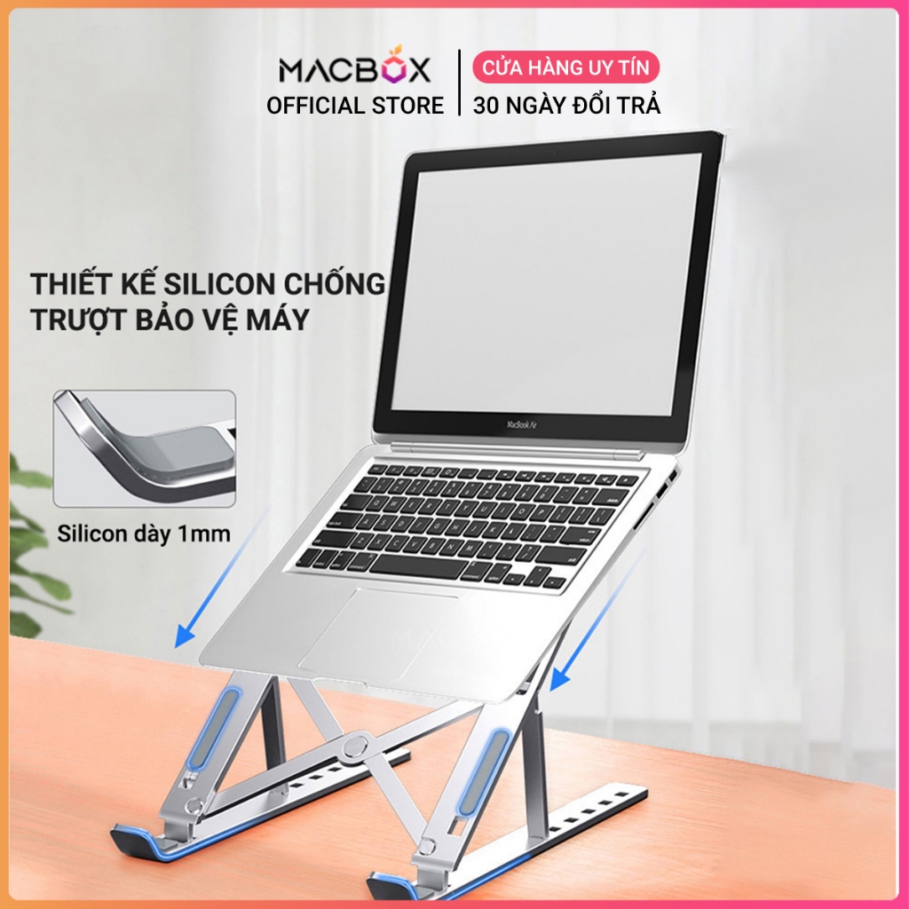 Giá đỡ laptop bằng nhôm điều chỉnh được độ cao, gấp gọn, hỗ trợ tản nhiệt khi kê máy tính Macbox | BigBuy360 - bigbuy360.vn