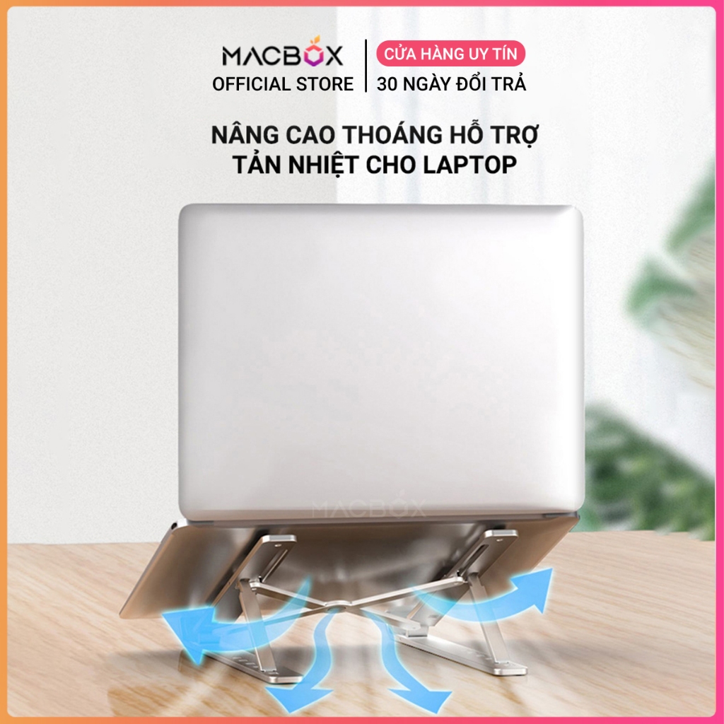 Giá đỡ laptop bằng nhôm điều chỉnh được độ cao, gấp gọn, hỗ trợ tản nhiệt khi kê máy tính Macbox | BigBuy360 - bigbuy360.vn