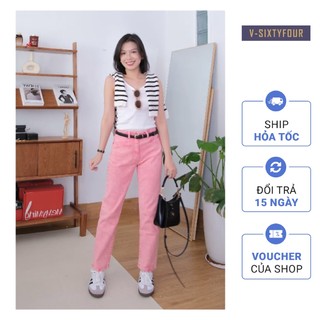 Quần Jeans Nữ Dáng Đứng Màu Hồng Đất. Women's Straight Jeans in Earth Pink V-SIXTYFOUR V64 - 123WN1083F3630