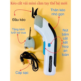 Kéo cắt vải bằng điện cầm tay tiện lợi, kéo gọn nhẹ