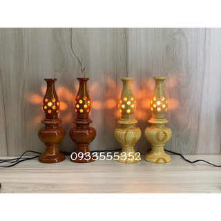 2 Cây đèn bàn thờ gỗ tổ ong 26cm - đèn thờ gỗ công giáo