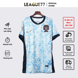 Bộ quần áo đá bóng Bồ Đào Nha 24/25 Leaguestore - đồ đá banh set bộ thể thao nam màu trắng họa tiết tuyển BĐN form âu