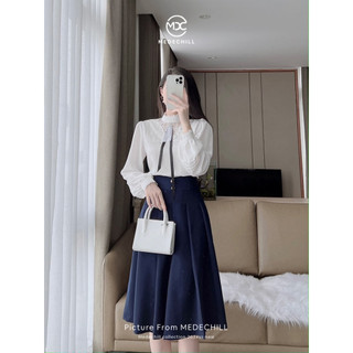 Áo Sơ Mi Công Sở Nữ MEDECHILL Áo Lụa Phối Ren Mềm Mát, Đính Nơ Tạo Điểm Nhấn Xinh Nhẹ Nhàng A216