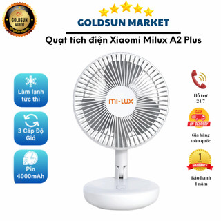 Quạt tích điện để bàn Xiaomi Mi-Lux A2 Plus động cơ mạnh 8W, pin 2400mah nhỏ gọn, có thể gập và quay