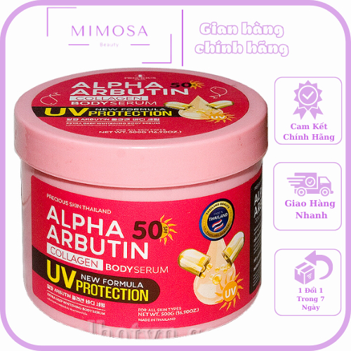 Kem Dưỡng Trắng Da Chống Nắng Alpha Arbutin Collagen Body UV 50 SPF Precious Skin Thái Lan 500g