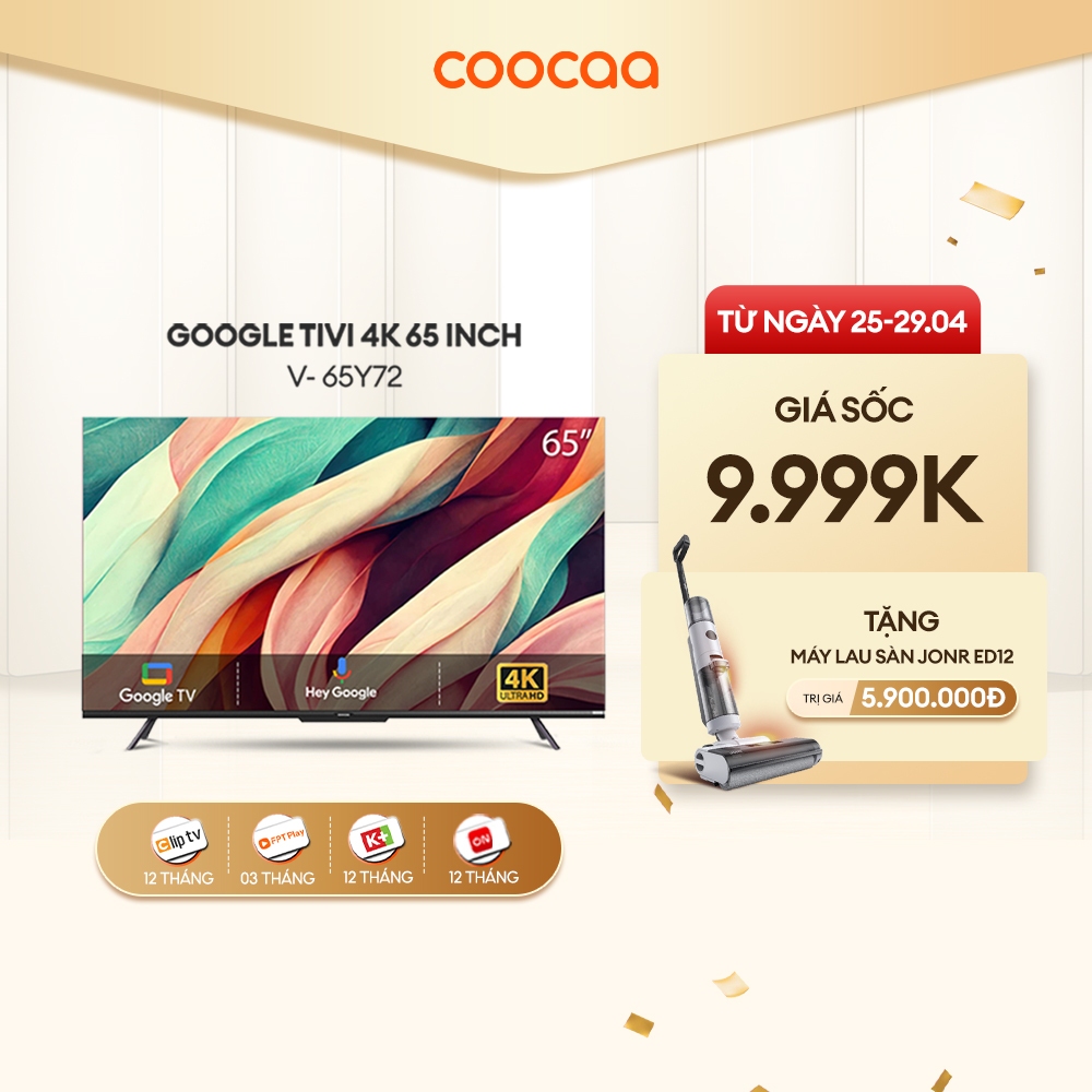 Google Tivi Coocaa 4K 65 Inch - Model 65Y72 - Miễn phí lắp đặt