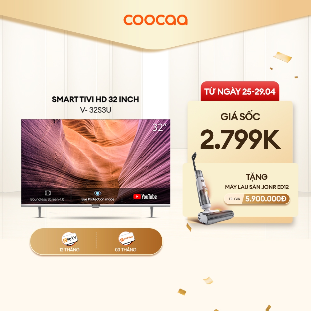 Smart TV HD Coocaa 32 Inch Wifi - Model 32S3U - Miễn phí lắp đặt