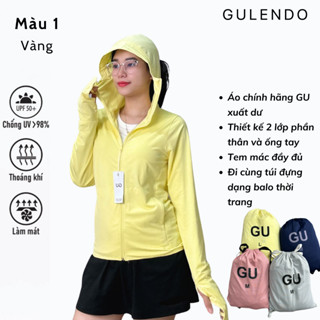 Áo chống nắng nữ 2 lớp GU mũ liền thoáng khí, dày dặn hàng GU xuất dư