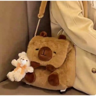 Ba lô Capybara vải bông nhẹ nhàng đáng yêu, túi xách lông, balo đeo tiện nhẹ làm quà tặng