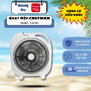 Quạt hộp Chefman B3 chính hãng 3 chế độ gió, công suất 35W siêu tiết kiệm điện, lồng bảo vệ an toàn