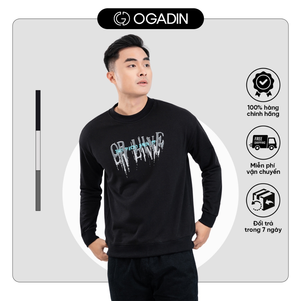  Áo nỉ  áo nỉ nam dài tay in ngực chất cotton da cá mềm mịn mát form chuẩn thoải mái OGADIN - OAN005 