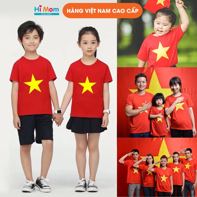 ÁO CỜ ĐỎ SAO VÀNG VIỆT NAM TRẺ EM, NGƯỜI LỚN ( ÁO PHÔNG THUN COTTON ĐẸP chuẩn loại 1 )