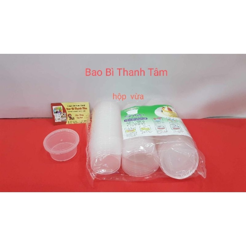 (50 Hộp) Hộp Bánh Flan, Caramen, Hộp tim - Hộp Có Nắp Nhựa Cao Cấp, Chịu Nhiệt - Bao Bì Thanh Tâm