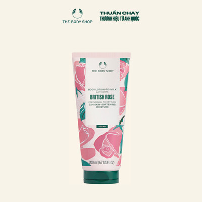 Sữa Dưỡng Thể Hương Hoa Hồng Anh Quốc British Rose Lotion-to-Milk 200ml The Body Shop