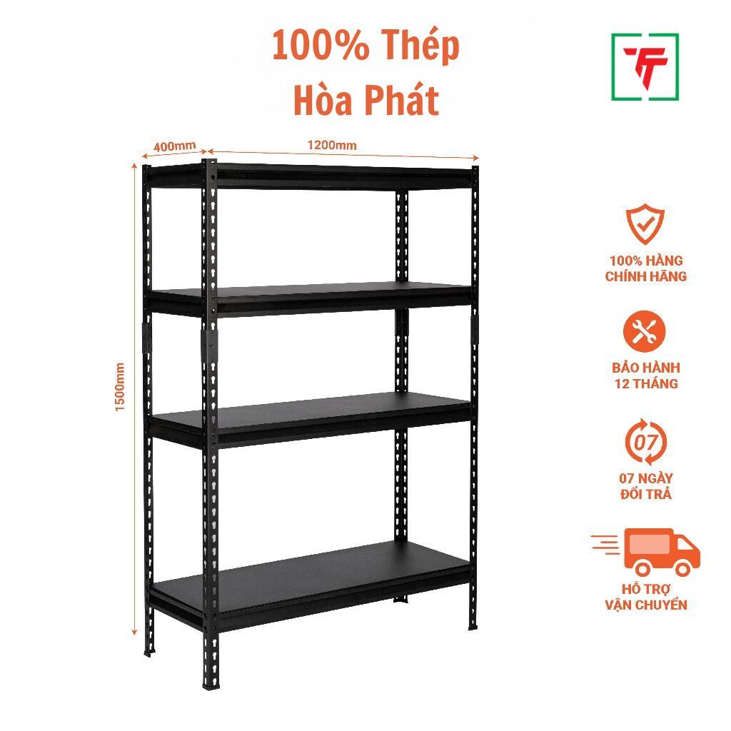 Kệ V Gài Thông Minh - Kệ Sắt Đa Năng - Kệ Sắt V Lỗ 4 Tầng Cao 1m5. Màu Đen Nhám