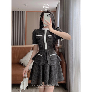 Đầm Công Sở Thanh Lịch MEDECHILL Chất Dạ Tiêu Mềm Kèm Đai Thiết Kế Chuẩn Form Như Ảnh, Mặc Các Mùa V980