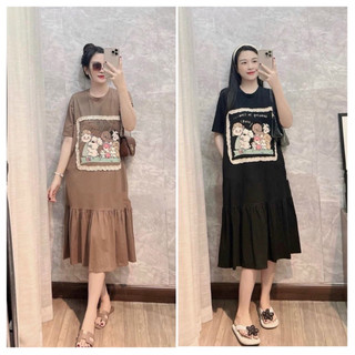 Đầm bầu, váy bầu hè cotton phối thời trang xinh xắn trẻ trung VH31
