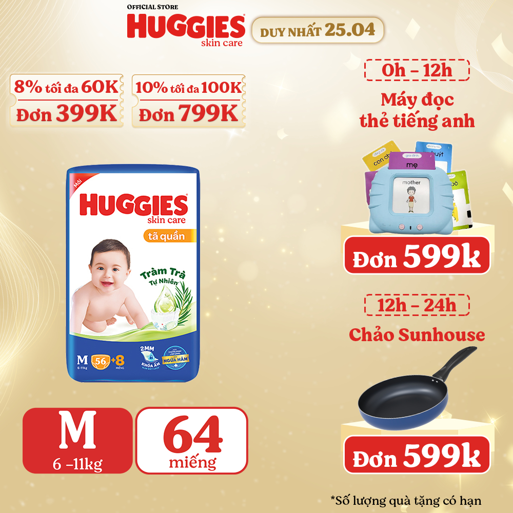 Tã quần Huggies Skincare Big Jumbo M56/L48/XL40/XXL36+8